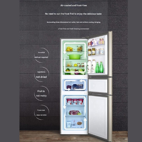 Haier 3 Door Refrigerator 218L (BCD-218LLC3E0C9) - Silver Energy Efficient Compact Freezer for Apartments, Dorms & Small Kitchens