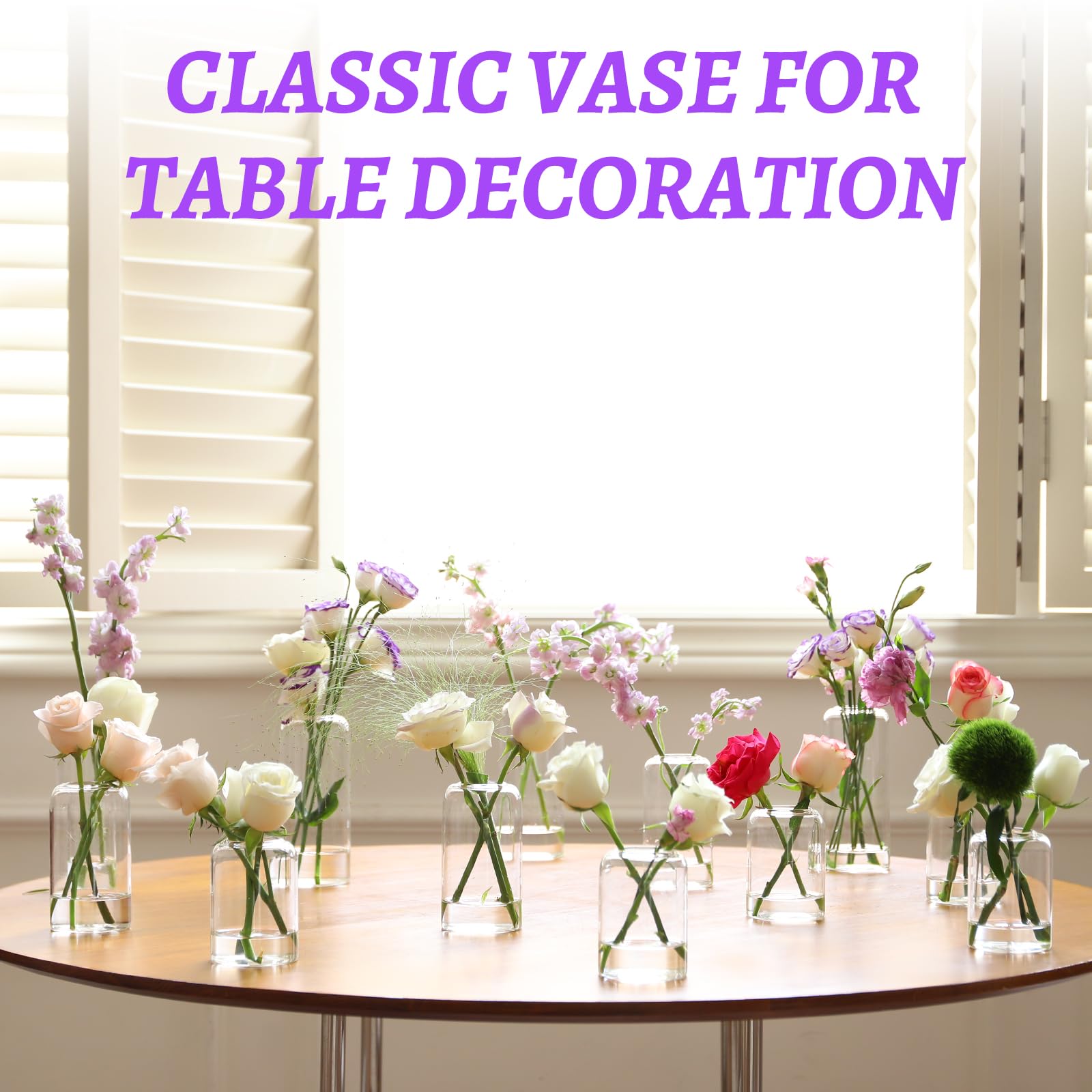 12 Pack Glass Bud Vases Bulk Set - Small Cylinder Flower Vases for Wedding Centerpieces, Home Decor, Living Room & Table Decorations - Perfect for Floral Arrangements, DIY Weddings, and Elegant Home Styling