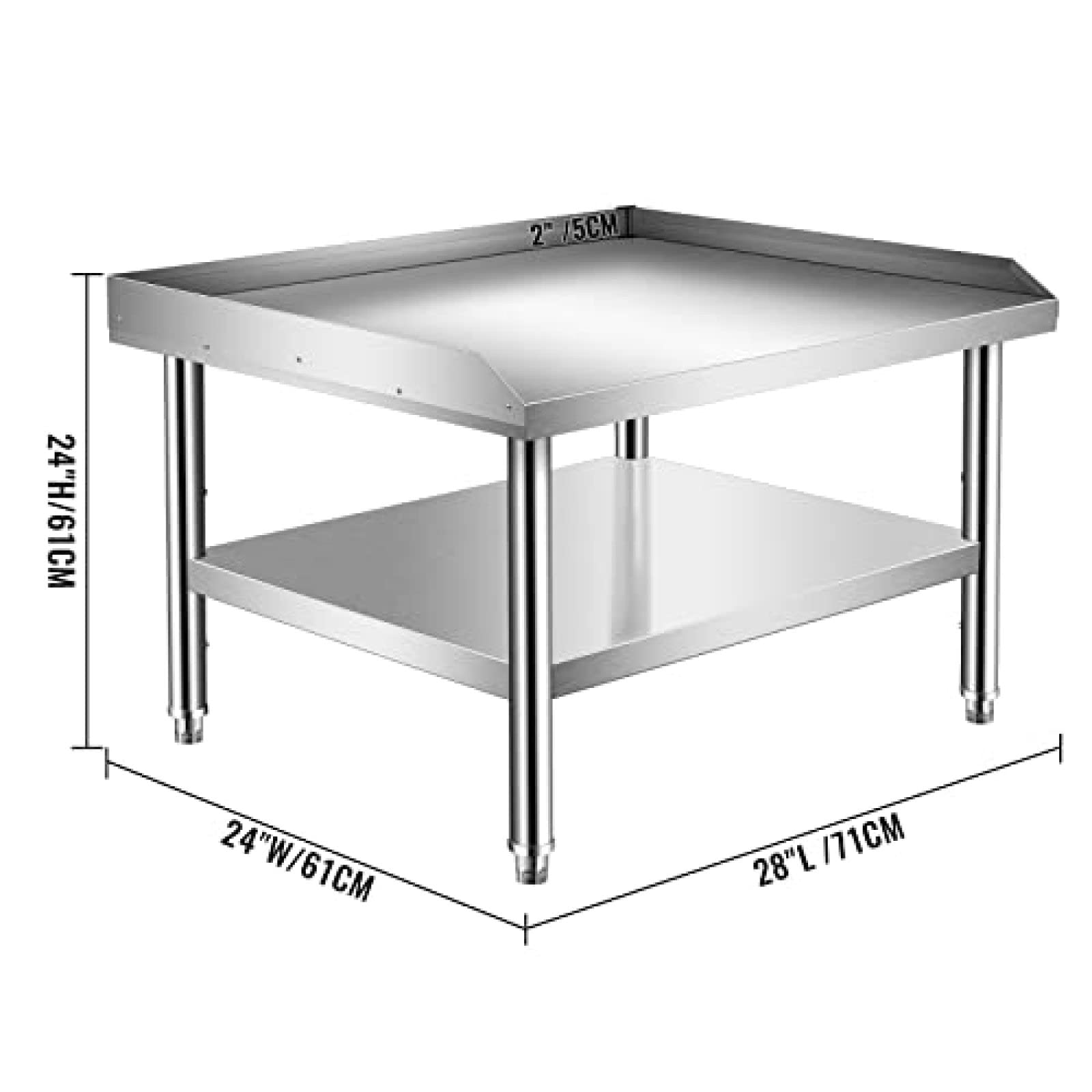Premium Stainless Steel Grill Stand with Storage Shelf - Heavy Duty NSF Certified 28x24x24 Outdoor Cooking Prep Table for BBQ, Camping & Backyard Parties