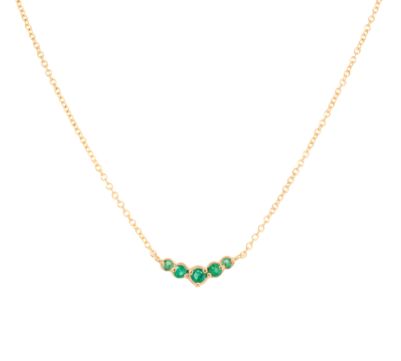 Emerald Arc Necklace - Elegant Green Gemstone Jewelry for Women | Perfect for Weddings, Parties & Special Occasions