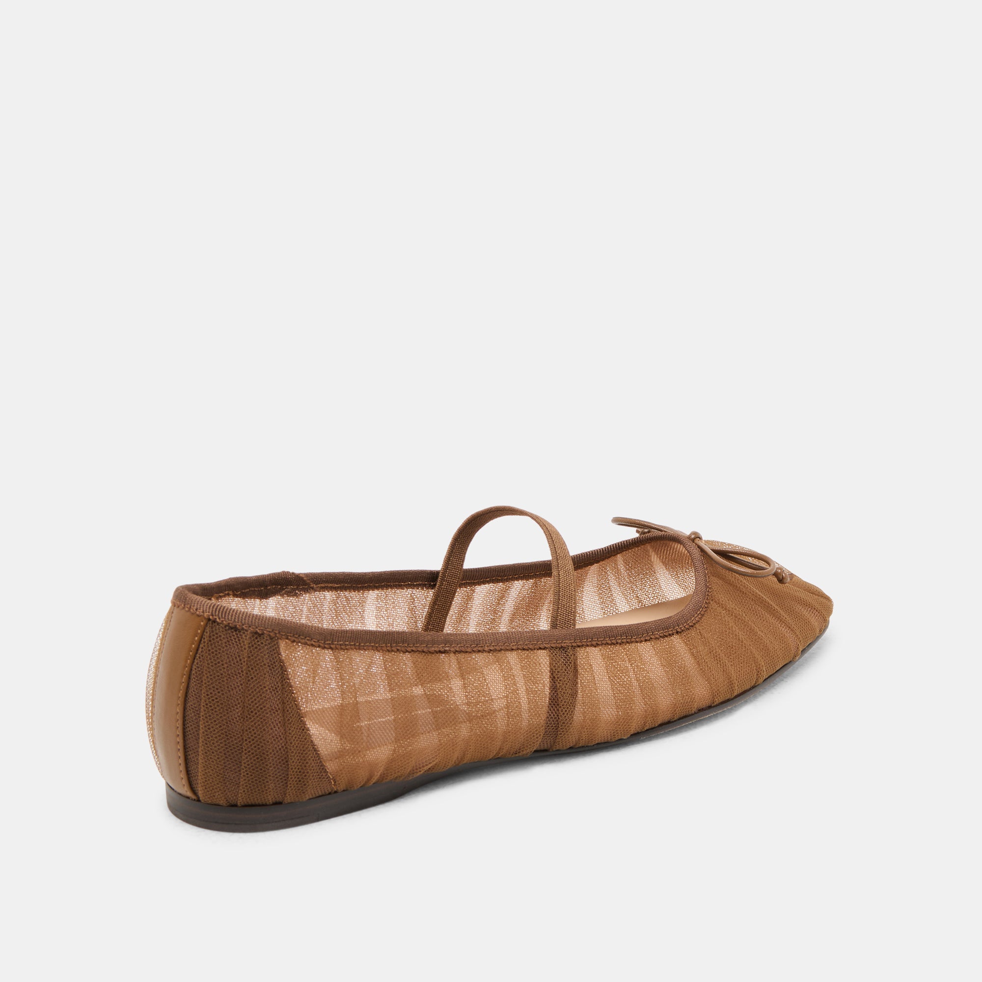 RAEVEN Women's Ballet Flats - Mid Brown Tulle Comfortable Shoes for Work, Casual & Dance | Breathable & Lightweight for Everyday Wear