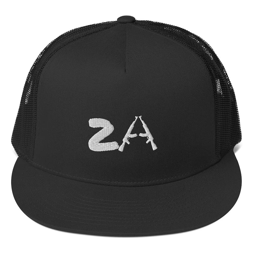 2nd Amendment Hats for Men | Patriotic 2A Baseball Caps - 5 Panel Mesh Trucker Hat with American Flag Design - Perfect for Shooting Range, Hunting & Outdoor Activities