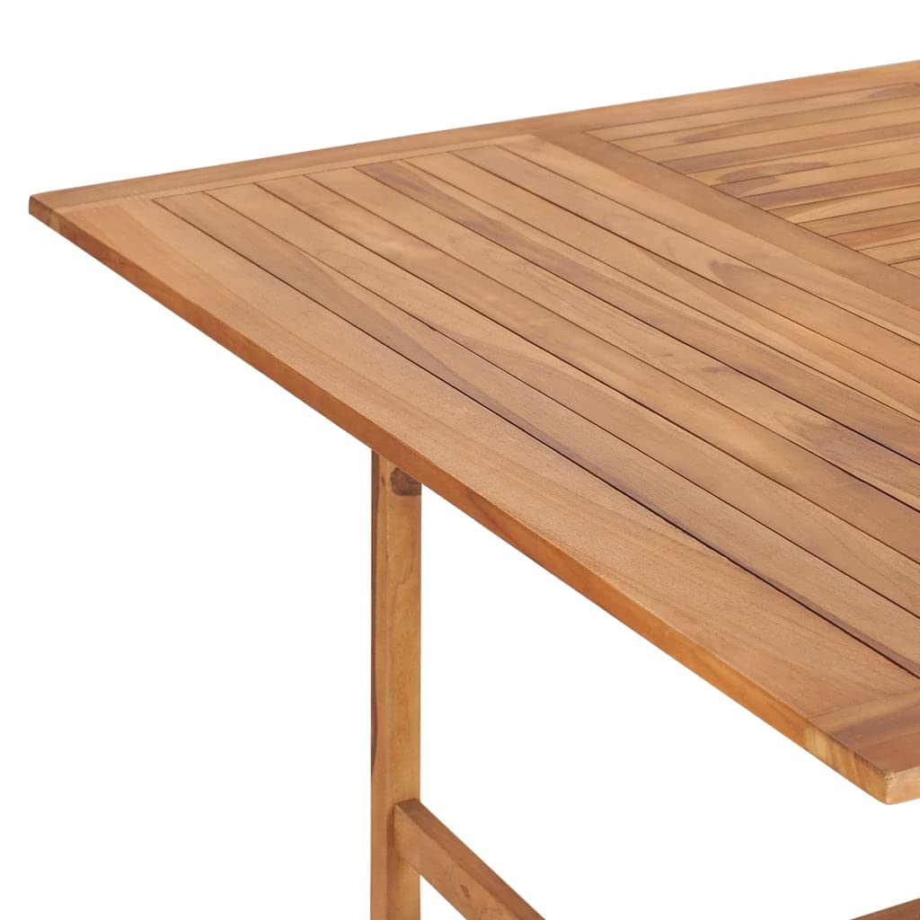 vidaXL Solid Teak Wood Patio Dining Table with Umbrella Hole - Outdoor Garden Furniture for Front Porch, Deck, Lawn, Backyard & Balcony | Perfect for Al Fresco Dining and Outdoor Entertaining