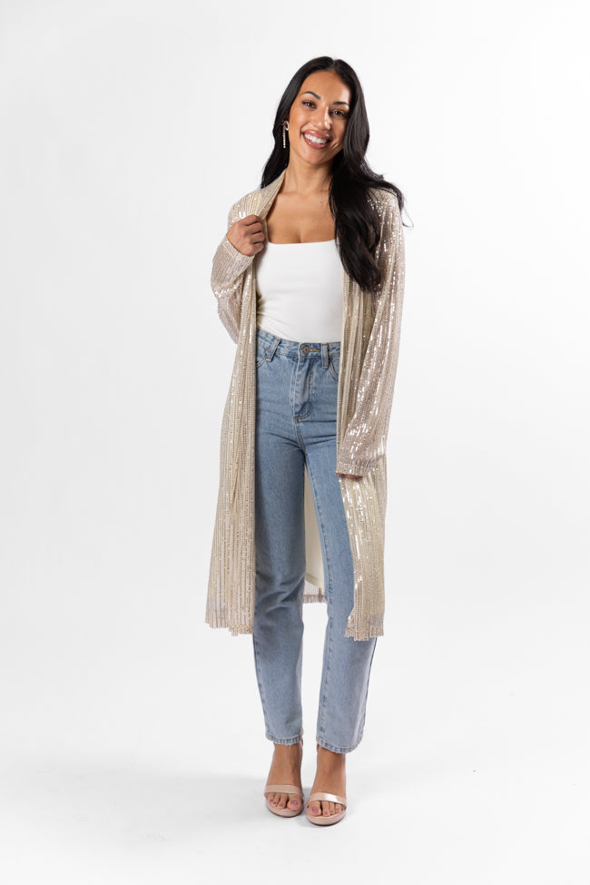 Elegant Gold Sequin Kimono Robe - Women's Luxury Loungewear for Parties, Weddings & Special Occasions