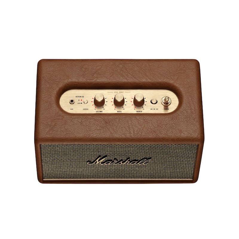 Marshall Acton III Bluetooth Speaker - Wireless Portable Speaker with Rich Bass, Multi-Room Streaming, Brown - Perfect for Home, Parties & Outdoor Adventures