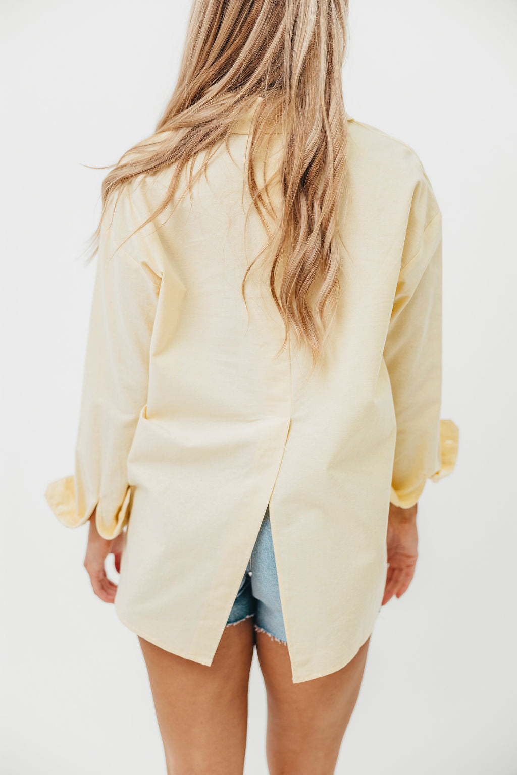 Dorinda Women's 100% Cotton Poplin Button-Up Shirt with Back Slit Detail in Butter Yellow | Casual Office Wear & Spring Summer Fashion