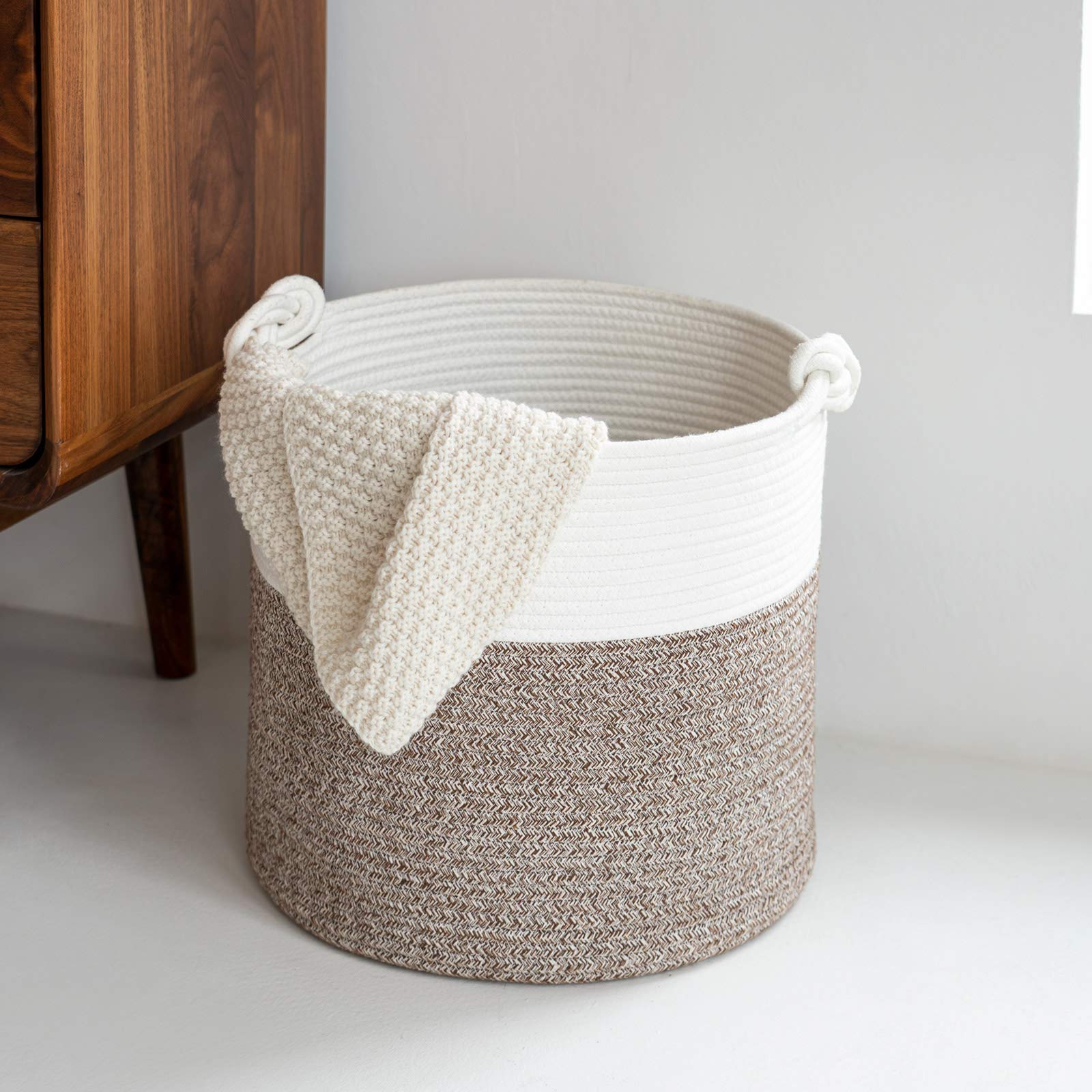 INDRESSME Large Linen Basket (Set of 2) - Baby Nursery Laundry Hamper for Clothes Storage & Organization - Perfect for Nursery, Bedroom, Bathroom, and Laundry Room
