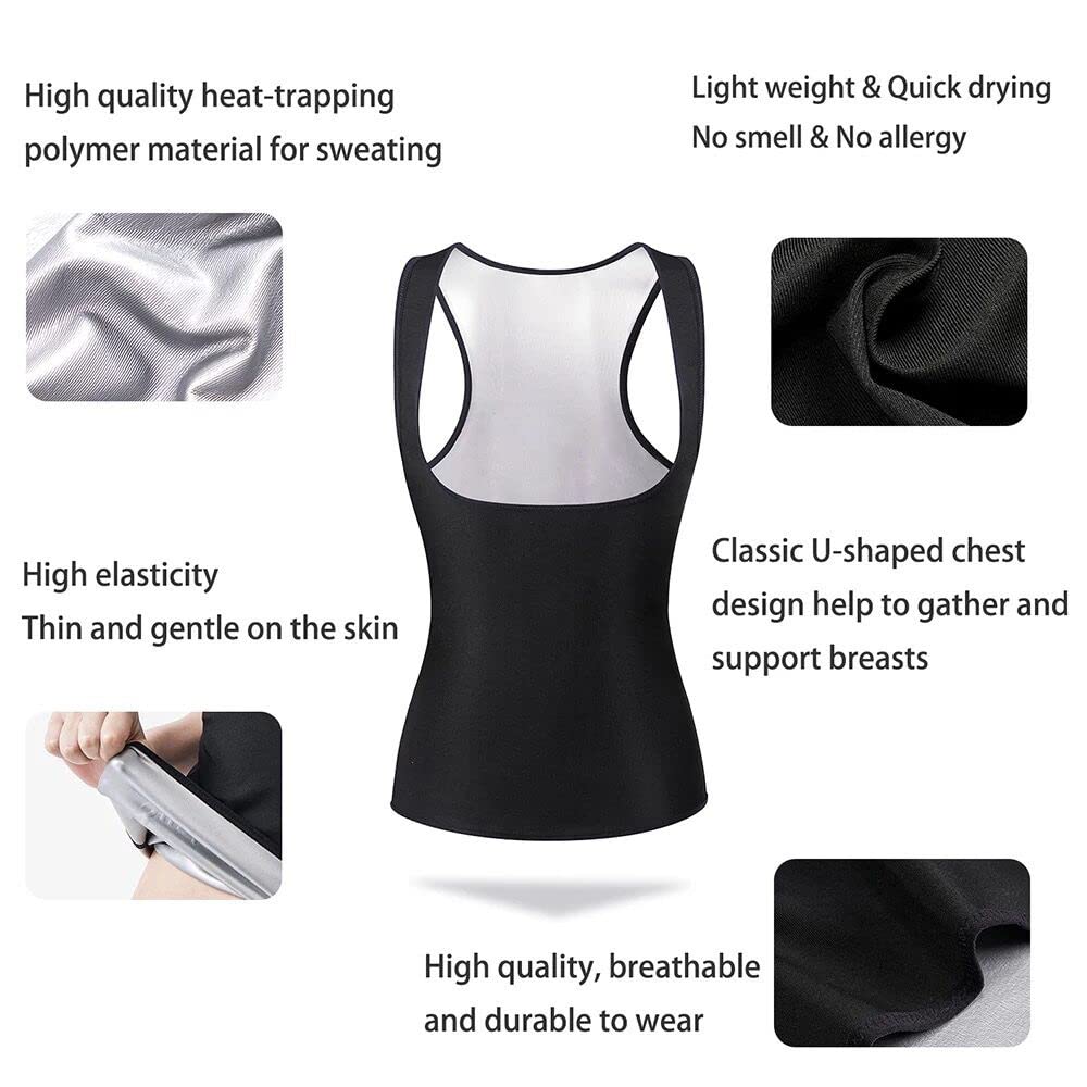 Women's Sauna Shirt for Weight Loss - Sweat Suit & Body Shaper for Slimming Waist - Workout Shapewear for Gym, Yoga & Fitness Training