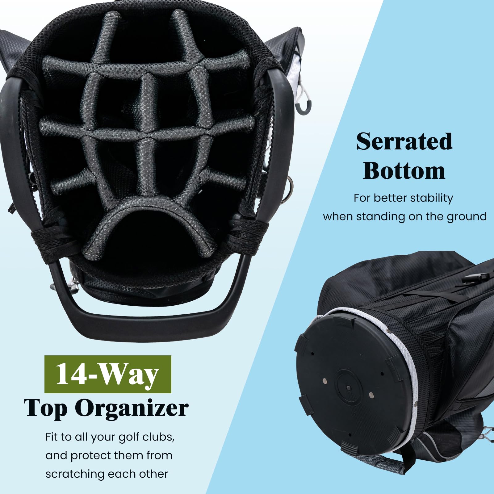 **Goplus 14-Way Top Divider Golf Cart Bag with 7 Zipped Pockets, Cooler Compartment & Rain Hood - Lightweight Golf Club Bag with Detachable Shoulder Strap for Men & Women - Perfect for Golf Tournaments, Driving Range & Travel**