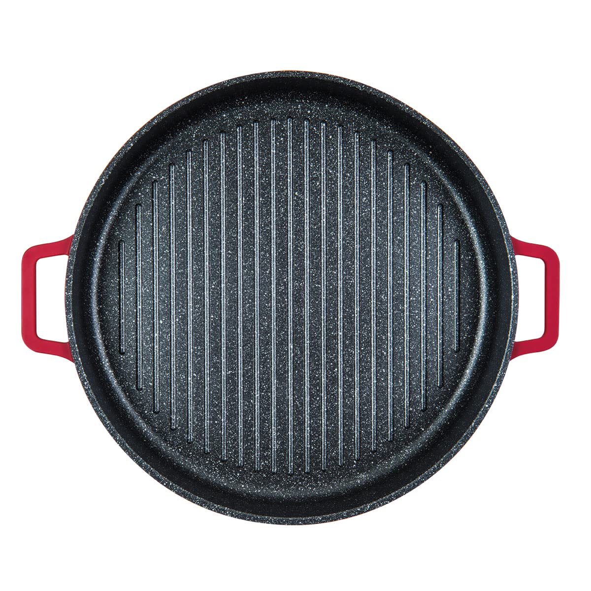 Non-Stick Stovetop Oven Grill Pan with Steam Venting Lid - 12 Inch Red Skillet for Grilling, Searing & Roasting - Perfect for Steaks, Burgers & Vegetables - Oven & Stovetop Safe Cookware