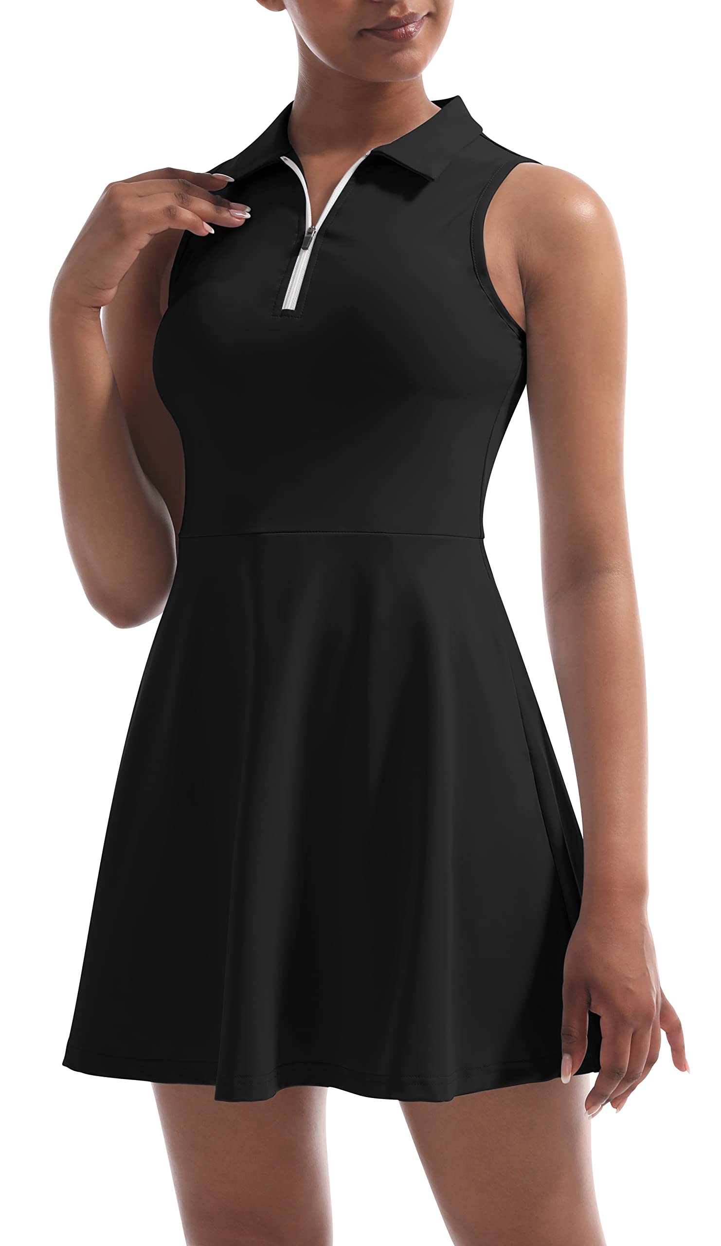 Fengbay Women's Tennis & Golf Dress with Built-in Shorts & 4 Pockets - Sleeveless Athletic Workout Dress for Tennis, Golf & Fitness Training