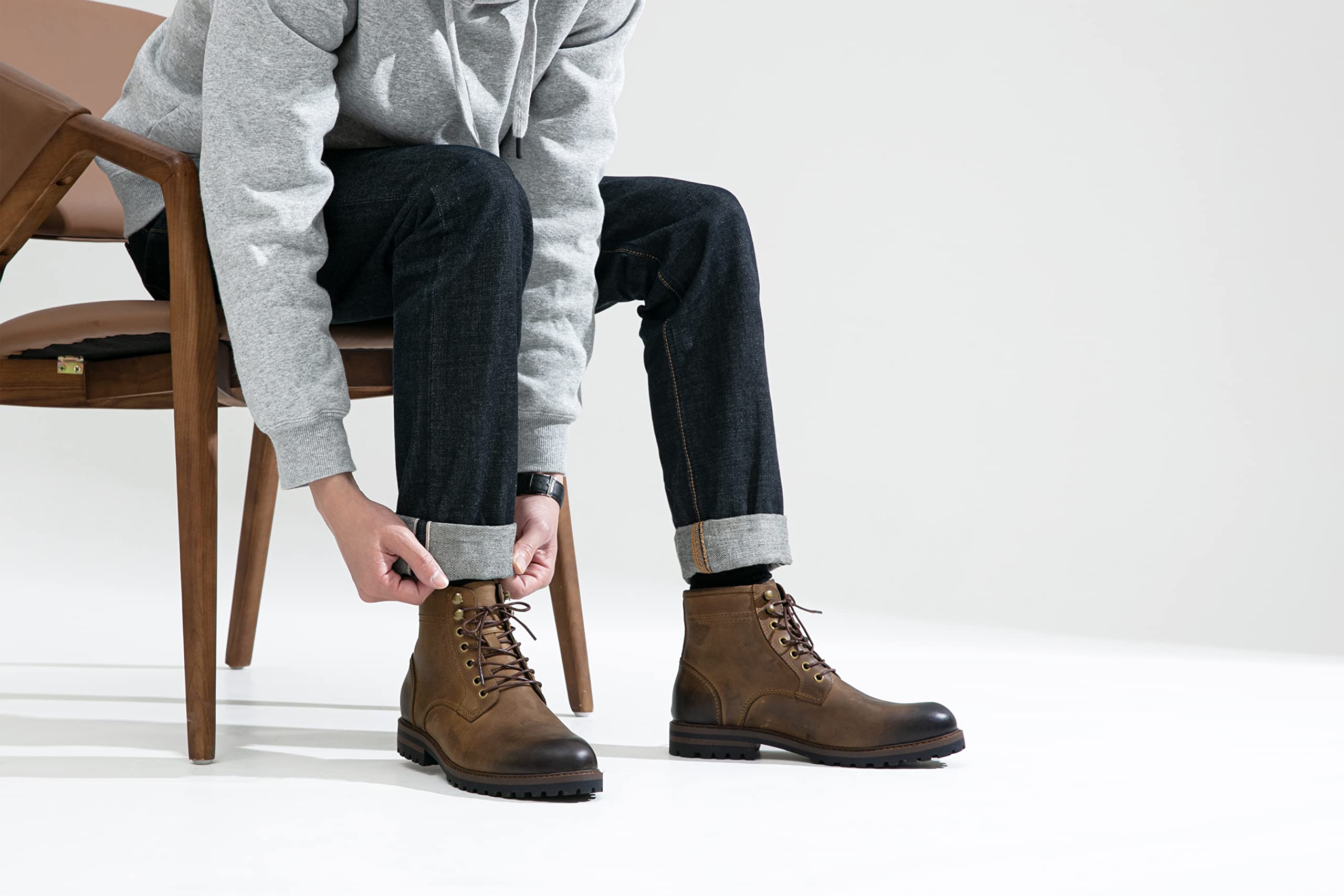 Premium Leather Men's Chukka Boots - Black Casual & Dress Shoes for Work, Outdoor & Everyday Wear