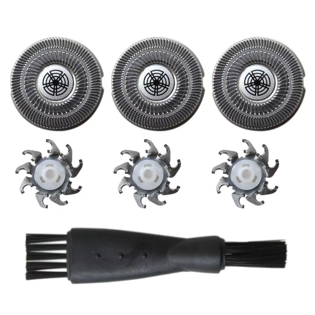 3Pcs Replacement Shaver Heads & 1 Cleaning Brush for Philips SW-S7105 Rotary Electric Shaver - Compatible with Norelco Style B Blades - Perfect for Travel, Home & Office Use