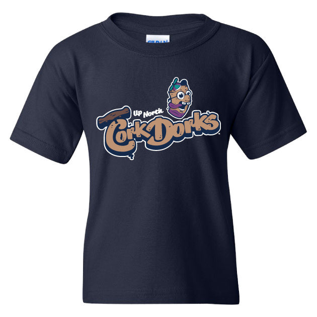 Youth Cork Dorks Primary Logo Navy Tee - Soft Cotton Crewneck T-Shirt for Boys & Girls - Perfect for School, Sports & Casual Wear