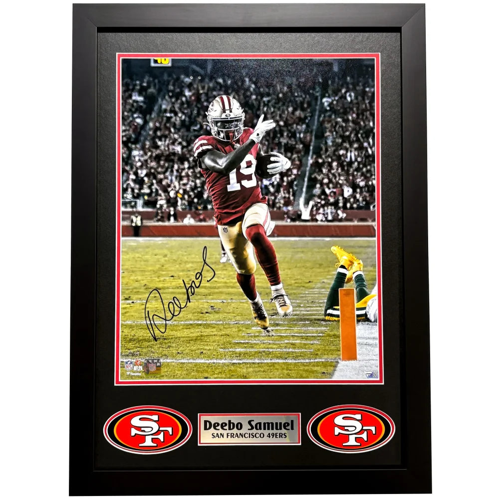 Deebo Samuel Autographed San Francisco 49ers 16x20 Framed Photo with COA - Signed NFL Memorabilia for Fans, Man Cave & Sports Room Decor