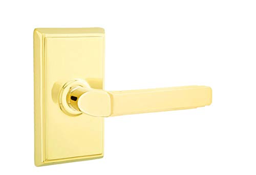 Emtek Milano Lever Passage Set - Rectangular Rosette, Right Hand, Polished Brass | Premium Door Hardware for Modern Homes & Offices