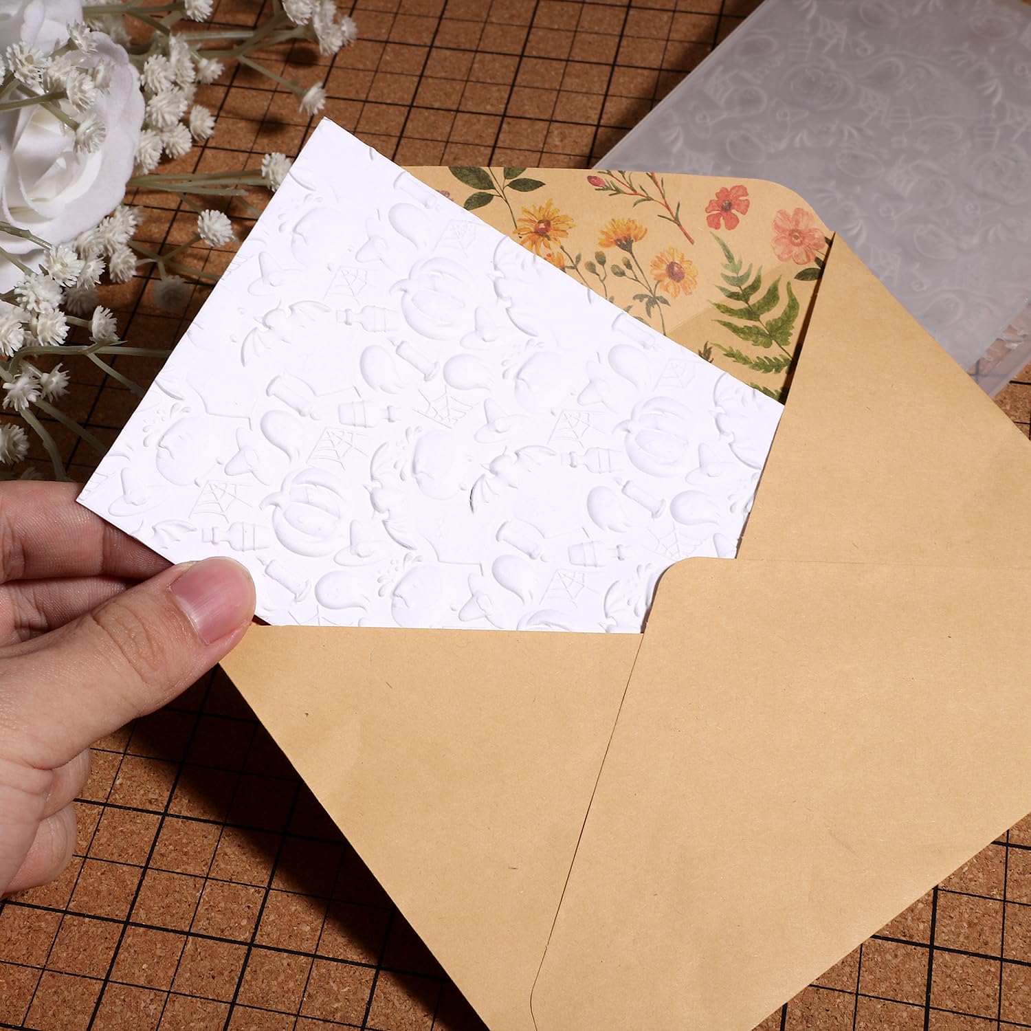5x7in Halloween 3D Embossing Folder Set - Bat, Pumpkin & Spider Web Design for Card Making, DIY Crafts, Scrapbooking & Paper Album Decorations - Perfect for Greeting Cards, Invitations & Fall-Themed Projects