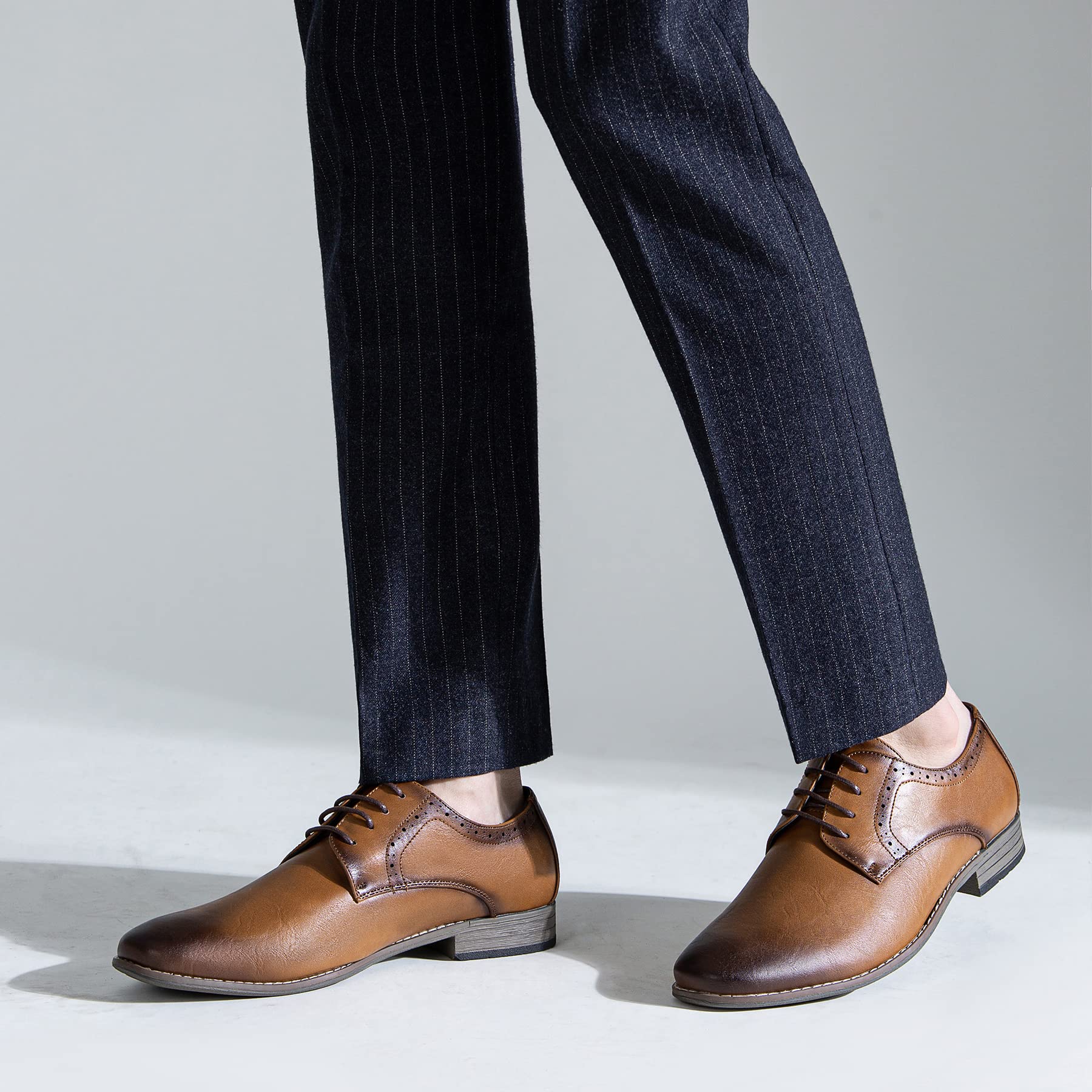 Jousen Men's Oxford Plain Toe Dress Shoes - Classic Formal Derby Shoes for Business, Office & Wedding - Comfortable Leather Dress Shoes for Men