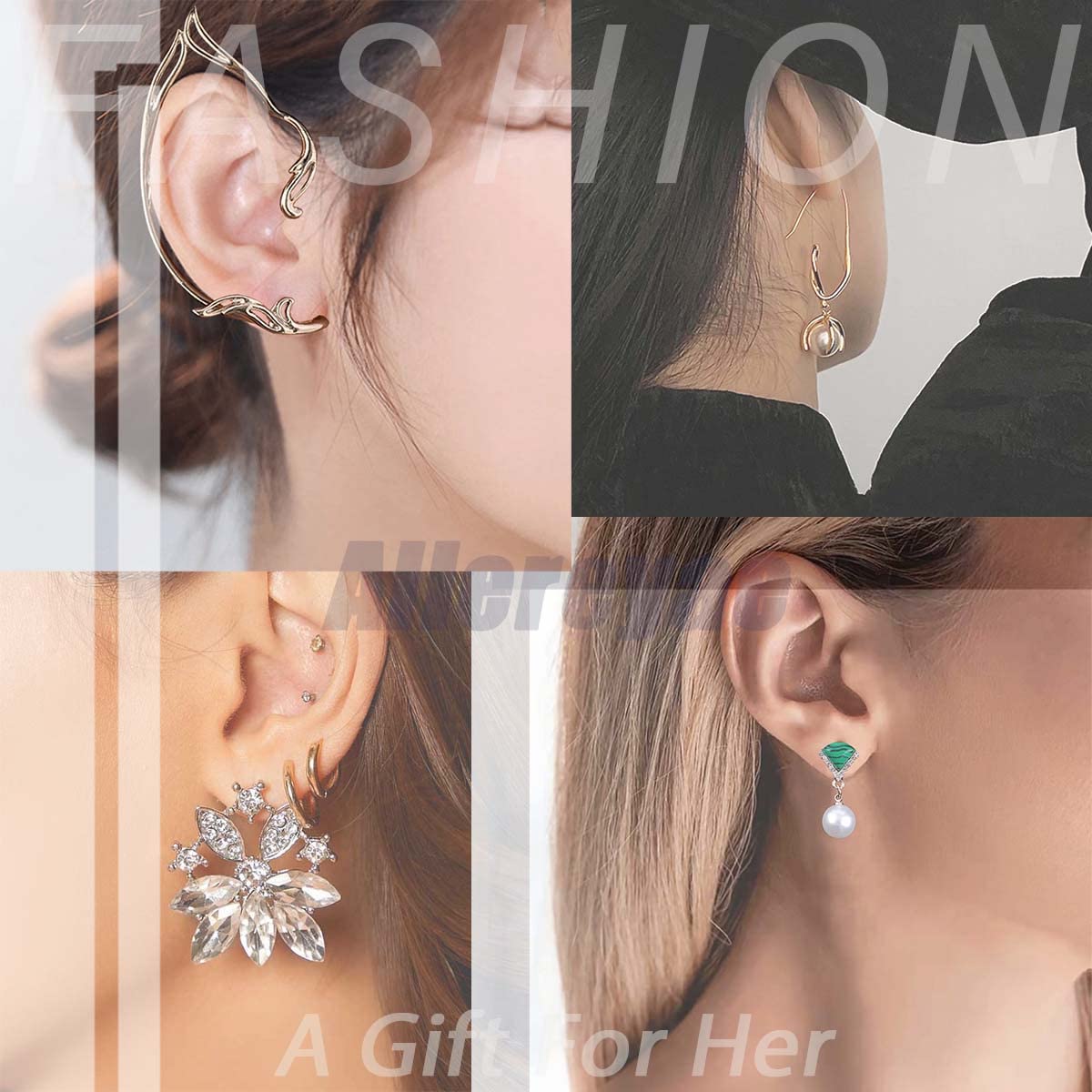 Vintage Pearl Ear Jacket Earrings - Large Double Side Silver Pearl Stud Earrings for Women | Elegant Front & Back Dangle Earrings for Parties, Weddings & Daily Wear