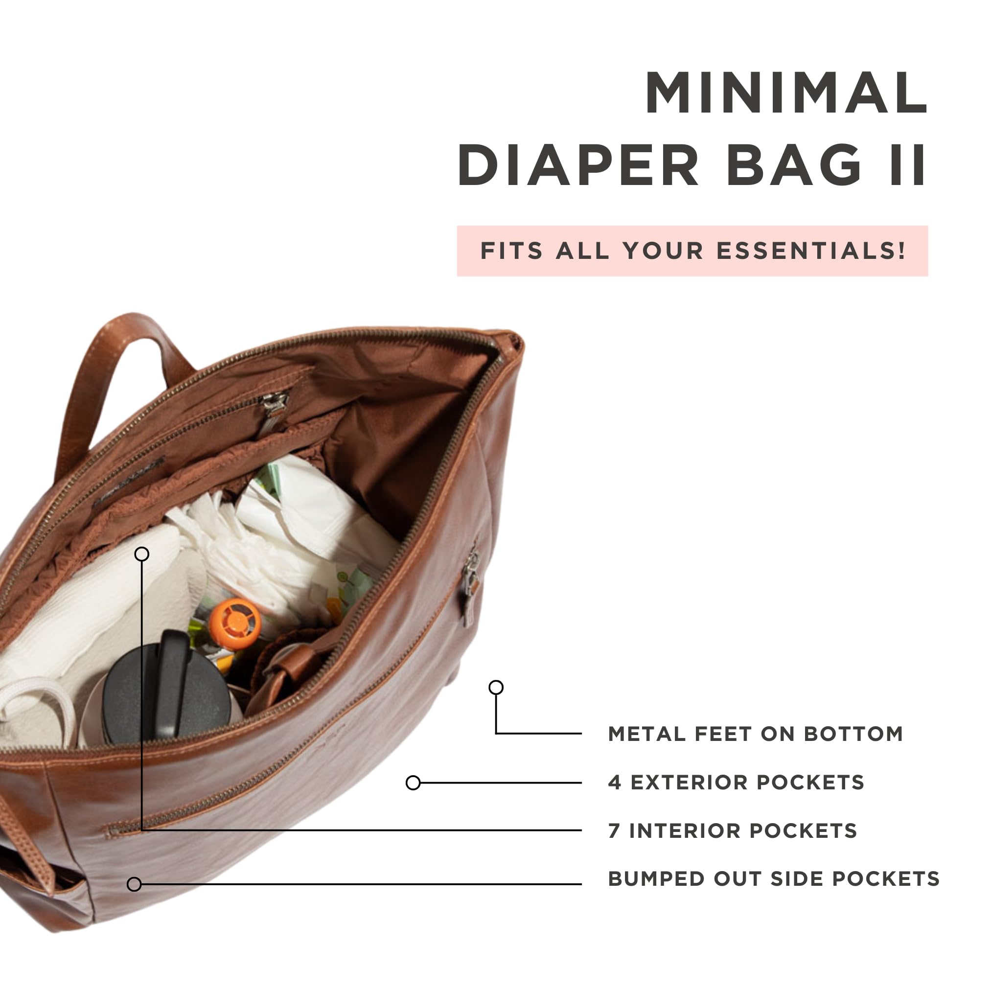 Freshly Picked Minimal Diaper Bag Backpack in Onyx Black - Stylish & Functional Baby Essentials Organizer for Moms on the Go, Travel & Daily Outings