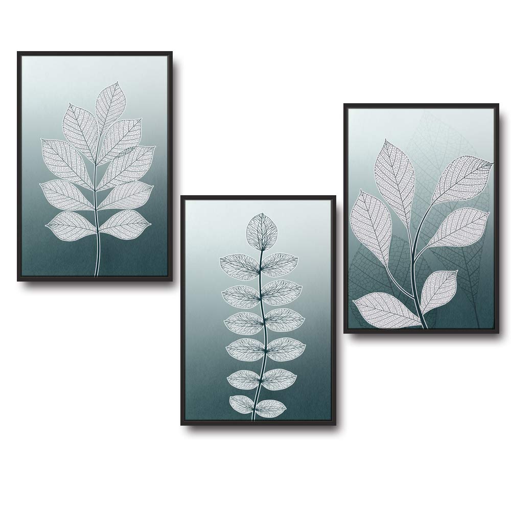 Leaf Theme Framed Canvas Wall Art Set - 3 Panels (24