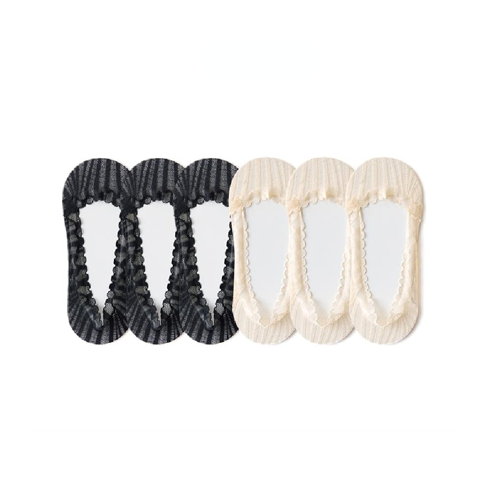 Invisible Lace Socks for Women - 6 Pairs Non-Slip Boat Socks with Shallow Mouth Design, Stay-On Summer Socks for Casual Wear & Sneakers - Perfect for Office, Dating, and Daily Comfort