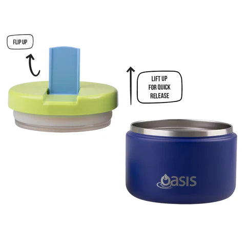 Premium Oasis Insulated Food Flask with Quick Release Lid - 300ml, Peacock Blue - Ideal for Lunch, Travel, and Outdoor Adventures