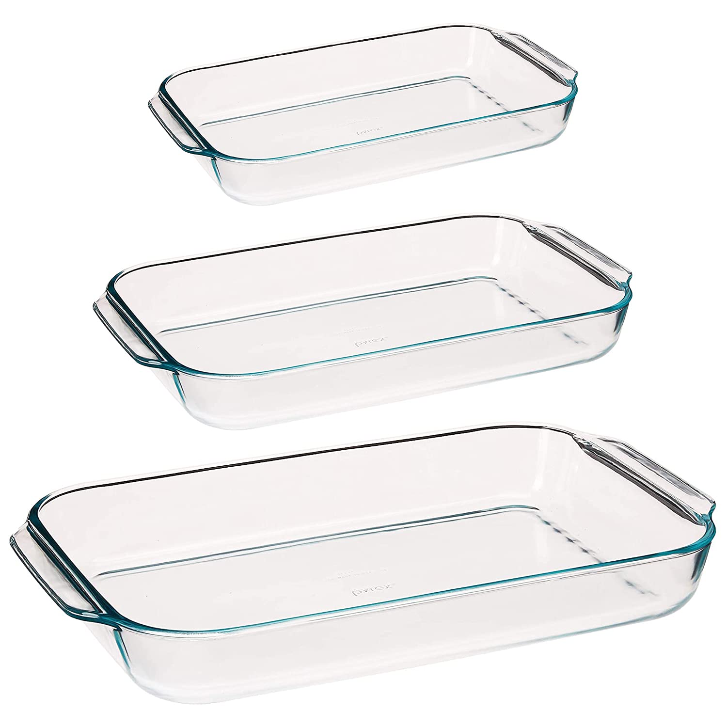 Pyrex Basics 2qt, 3qt & 4qt Glass Baking Dishes Set - Oven Safe & Microwave Safe for Casseroles, Lasagna & Meal Prep (232, 233, 234)