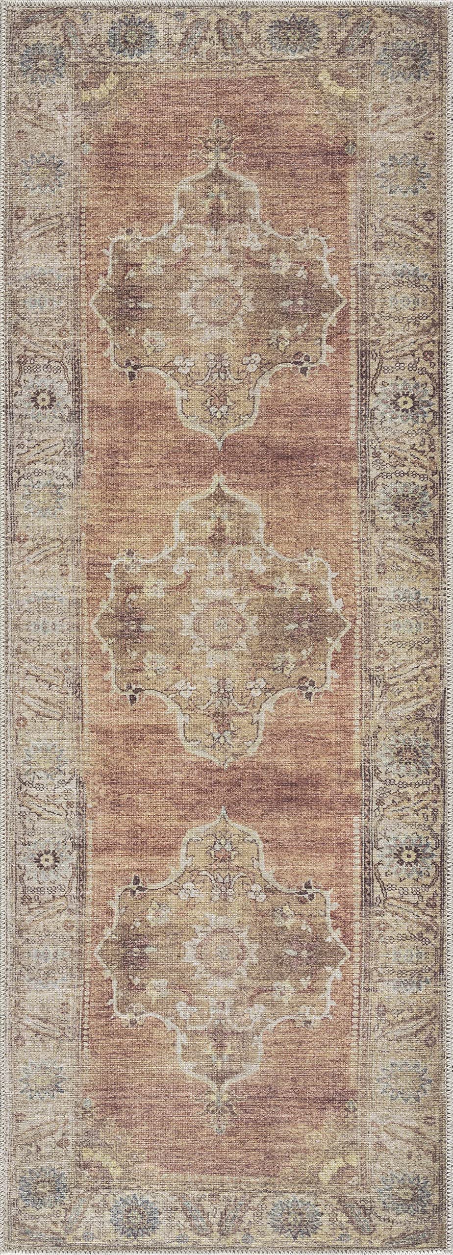 Hauteloom Powhatan Traditional Brown Green Washable Area Rug 6'7