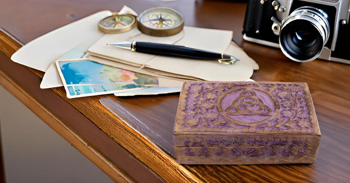 Handmade Wooden Jewelry Box with Lock - 8x5 Inch Decorative Treasure Chest for Jewelry, Watches & Keepsakes | Perfect Birthday Gift for Women, Bridesmaids & Valentines (Violet) - Organize Necklaces, Rings & Trinkets in Style