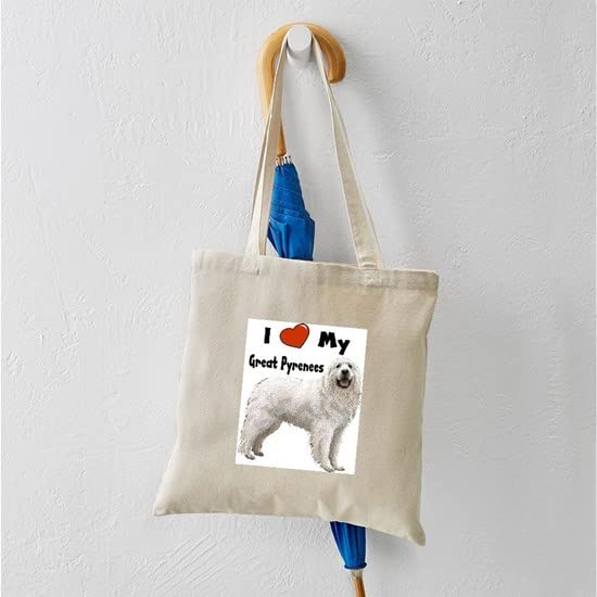 I Love My Great Pyrenees Tote Bag - Natural Canvas Reusable Shopping Bag for Dog Lovers | Perfect for Groceries, Beach Trips & Pet Owners