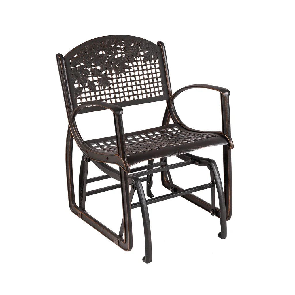Premium Outdoor Patio Glider Chair with Leaf Design - Comfortable Relaxing Swinging Chair for Garden, Backyard, Porch & Poolside - Weather-Resistant & Durable for Year-Round Use