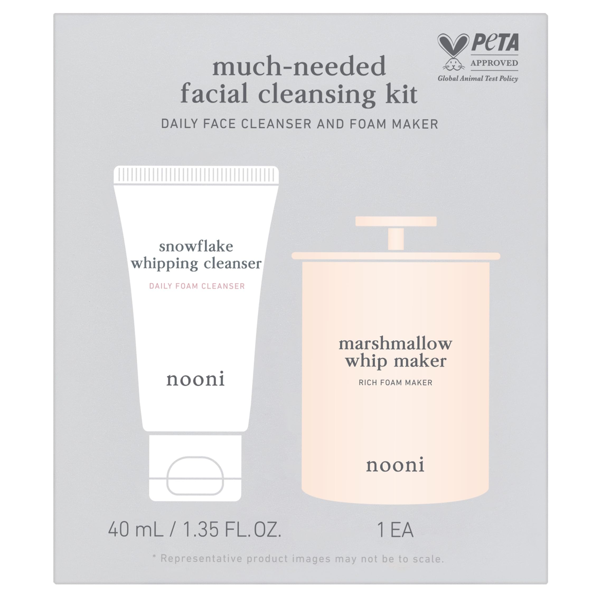 NOONI 2-in-1 Marshmallow Whip Facial Cleanser & Foam Maker Kit | Gentle Deep Cleansing for All Skin Types, Removes Impurities, Rich Lather Face Wash | Perfect for Daily Skincare Routine, Travel & Gift Giving