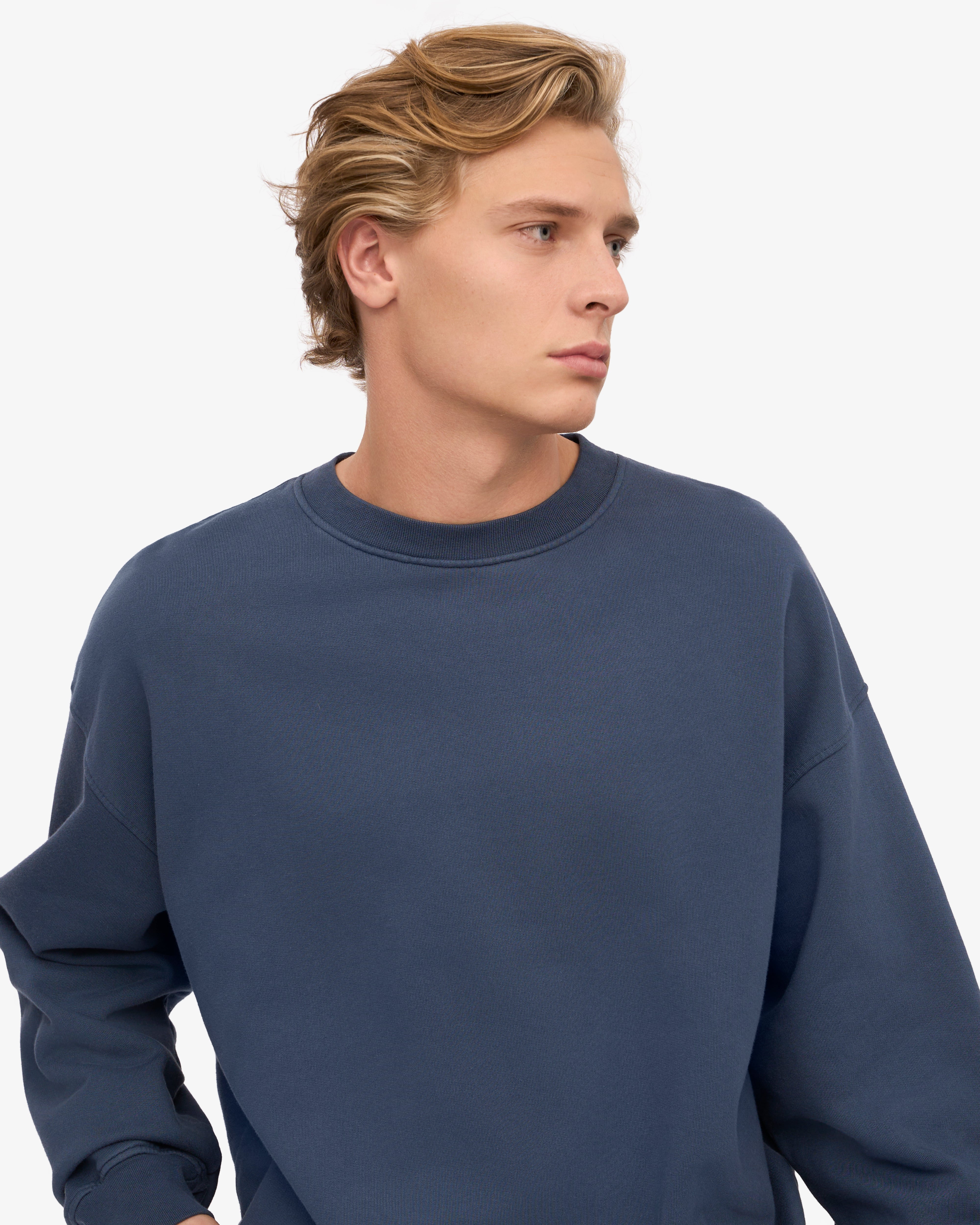 Organic Oversized Crewneck Sweatshirt for Women - Soft & Comfortable Petrol Blue Pullover - Perfect for Casual Wear, Lounge & Street Style