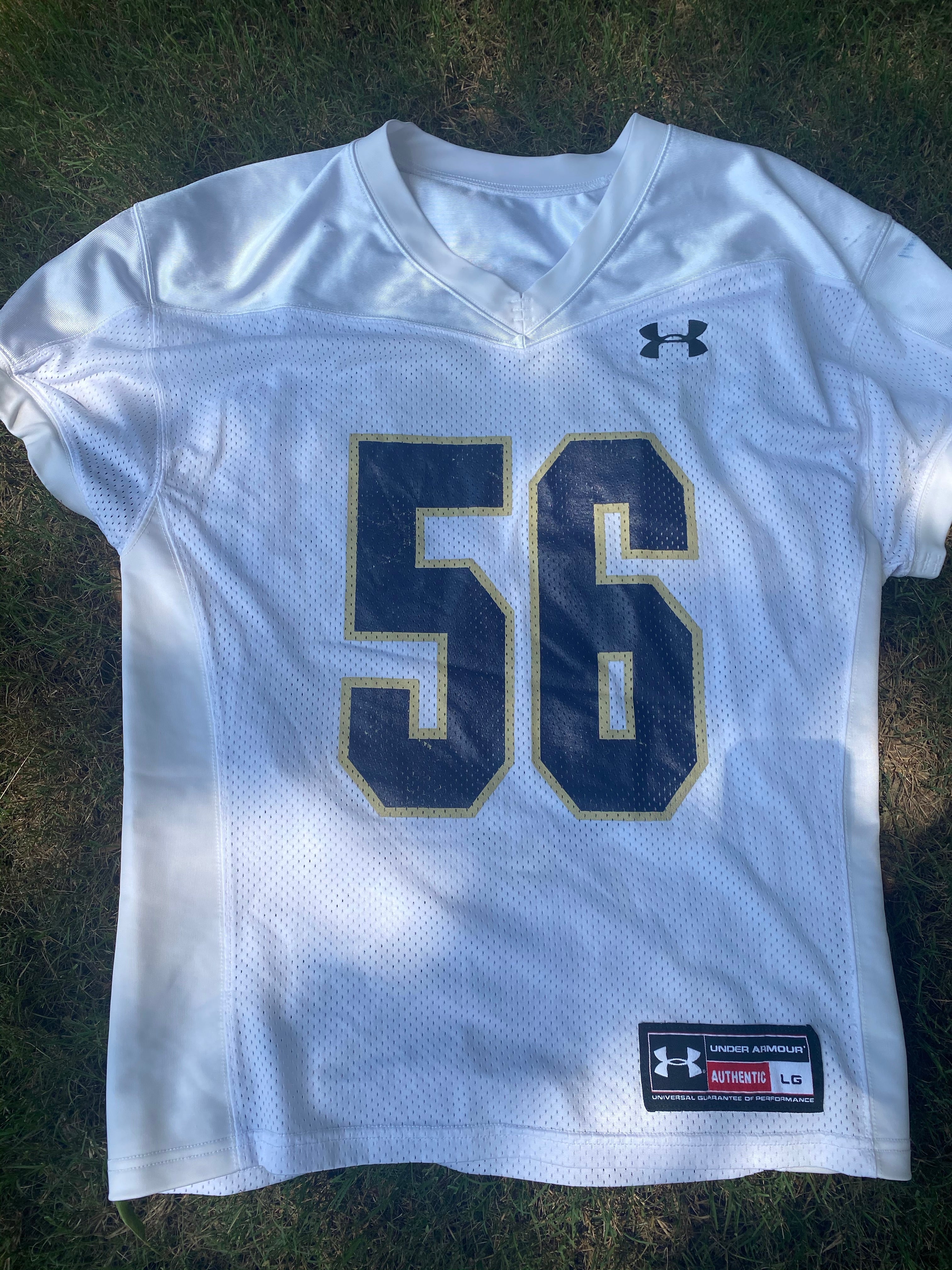 Authentic Under Armour #56 Notre Dame Football Game Jersey - Worn in 2015 Practice Sessions - Perfect for Game Day, Collectors & Sports Memorabilia Displays