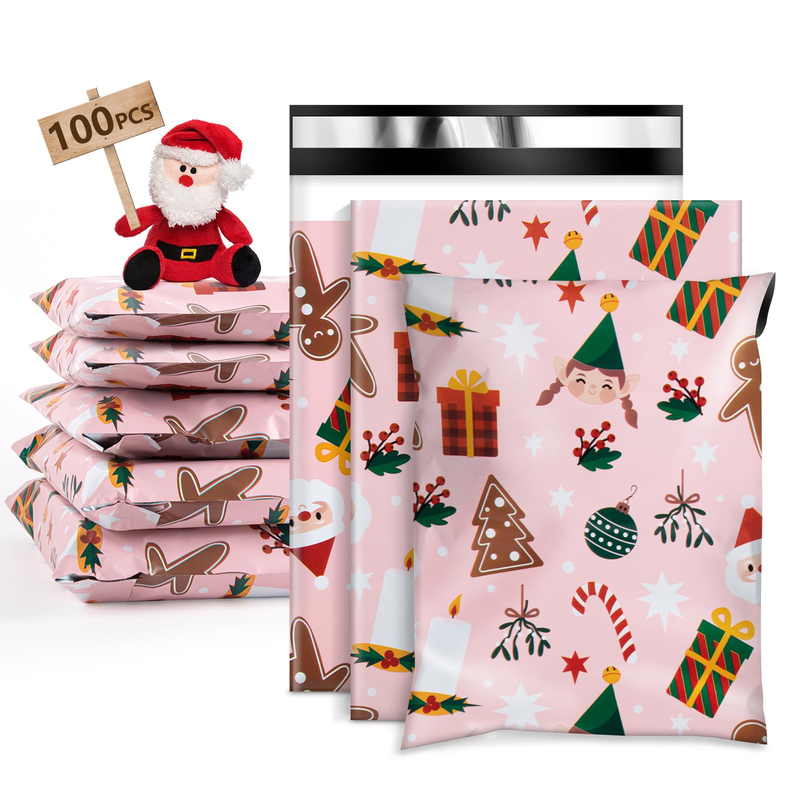 100 Pack 6x9 Christmas Poly Mailers - Holiday Shipping Bags for Ecommerce, Gift Packaging & Mailing | Festive Seasonal Mailing Solutions for Small Businesses & Online Stores