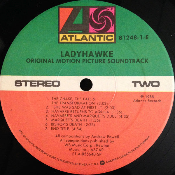 Andrew Powell & The Philharmonia Orchestra - Ladyhawke Original Motion Picture Soundtrack LP Vinyl Record Album (NM/Mint Condition) - Perfect for Movie Lovers & Vinyl Collectors, Great Gift for Fantasy Film Fans