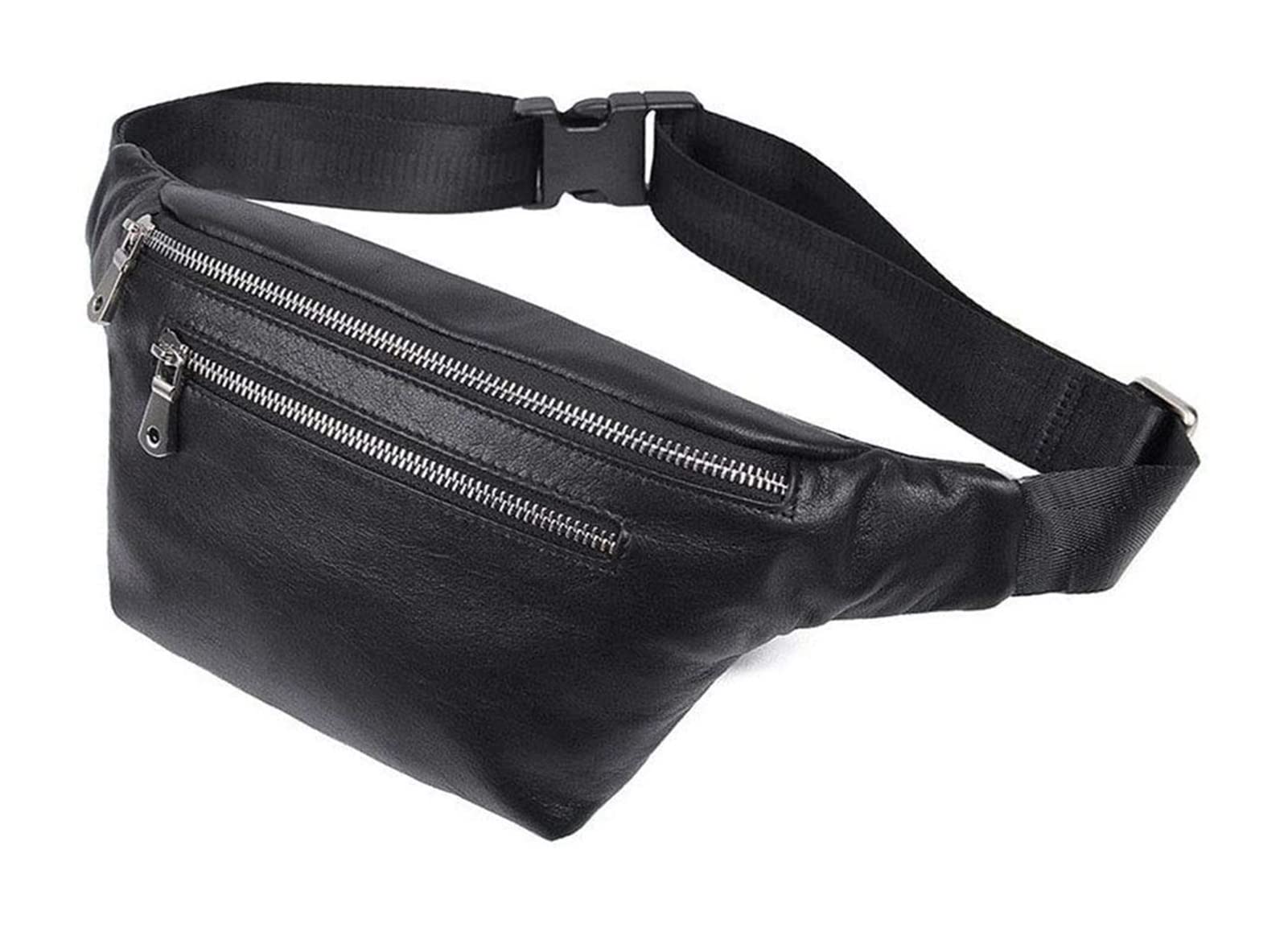 XORS Men's Leather Waist Pack - Waterproof Fanny Pack for Outdoor Cycling, Hiking & Travel - Adjustable Hip Bum Bag with Phone Pocket - Multi-Functional Chest Waist Bag for Camping, Running & Daily Use (Black)
