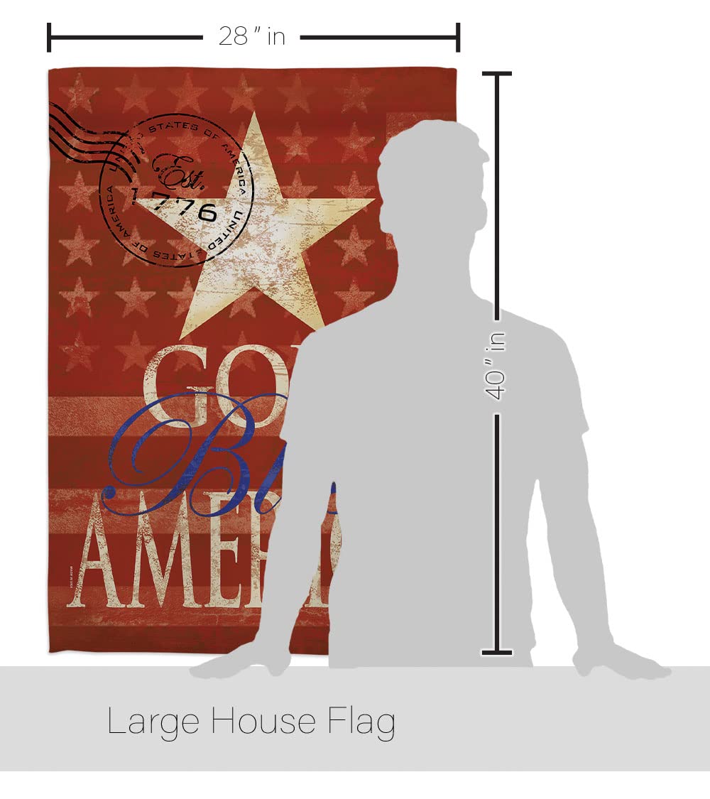 Patriotic God Bless America House Flag Set 28x40 with Pole for Outdoor Decor