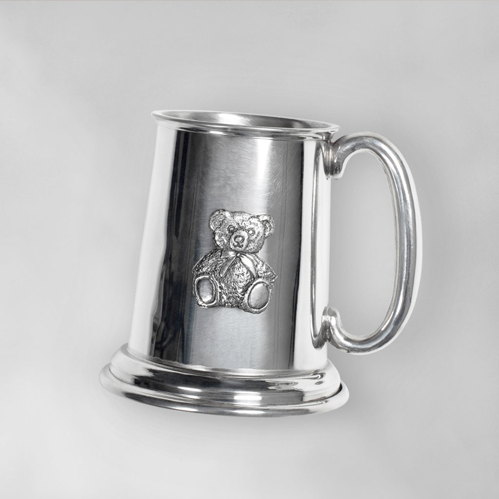 Bertie Bear's Traditional Pewter Christening Tankard - Engraved Baby Gift for Christenings, Baptisms & 1st Birthdays - Elegant Keepsake for Special Occasions