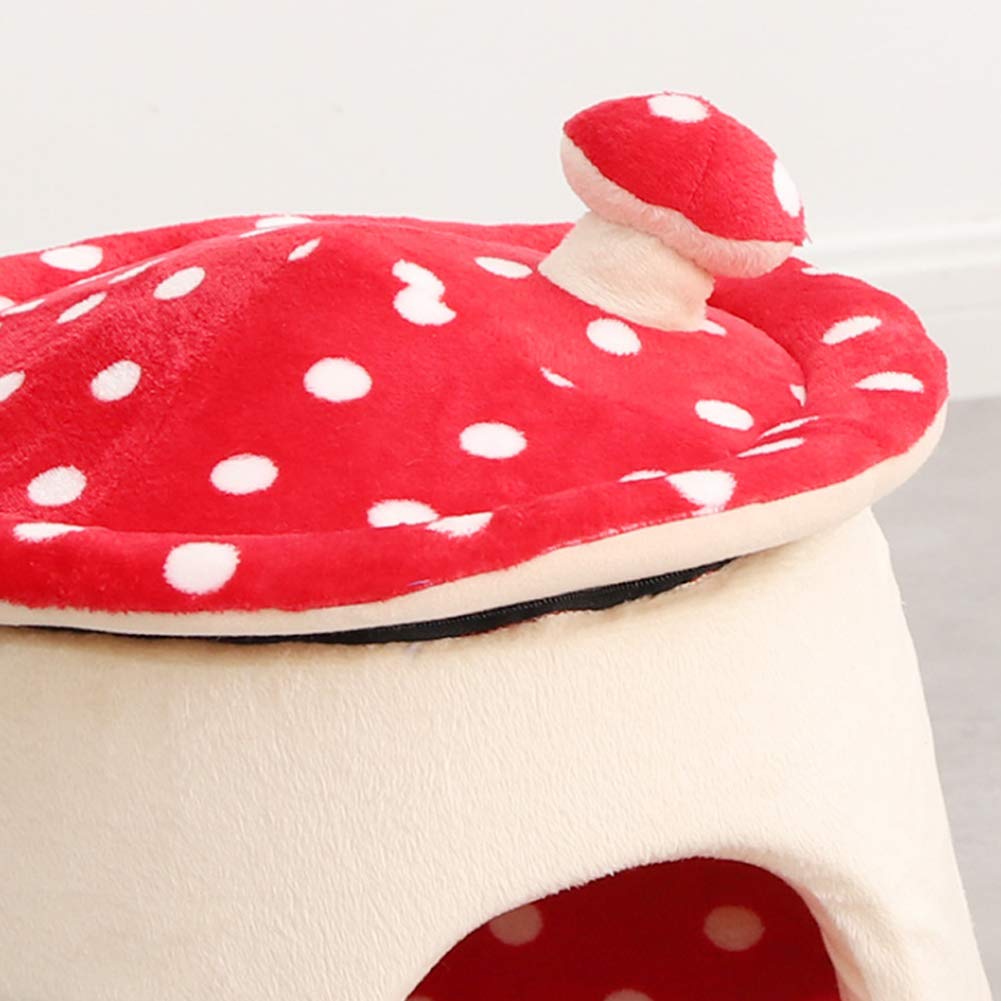 Self-Warming Cat Tent Cave Bed - Cozy Mushroom Pet House for Cats, Kittens & Small Animals with Removable Cushion | Indoor & Outdoor Use for Comfortable Sleeping & Playtime