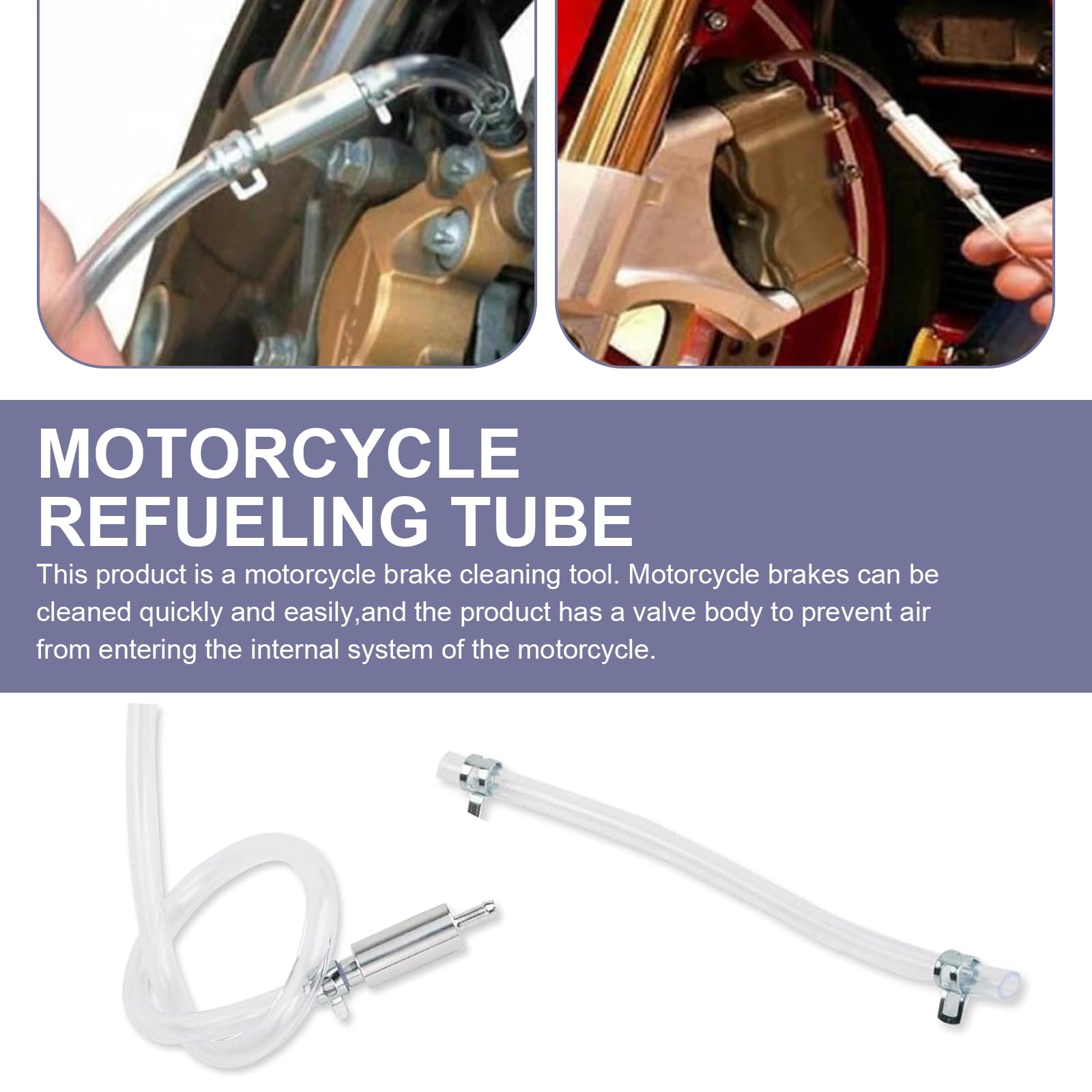 2 PCS Universal Brake Bleeder Hose Kit with One-Way Check Valve - Hydraulic Brake Fluid Bleeding Replacement Hose for Motorcycles & Cars - DIY Clutch Bleeding Tool (Silver) - Perfect for Motorcycle Maintenance & Auto Repair