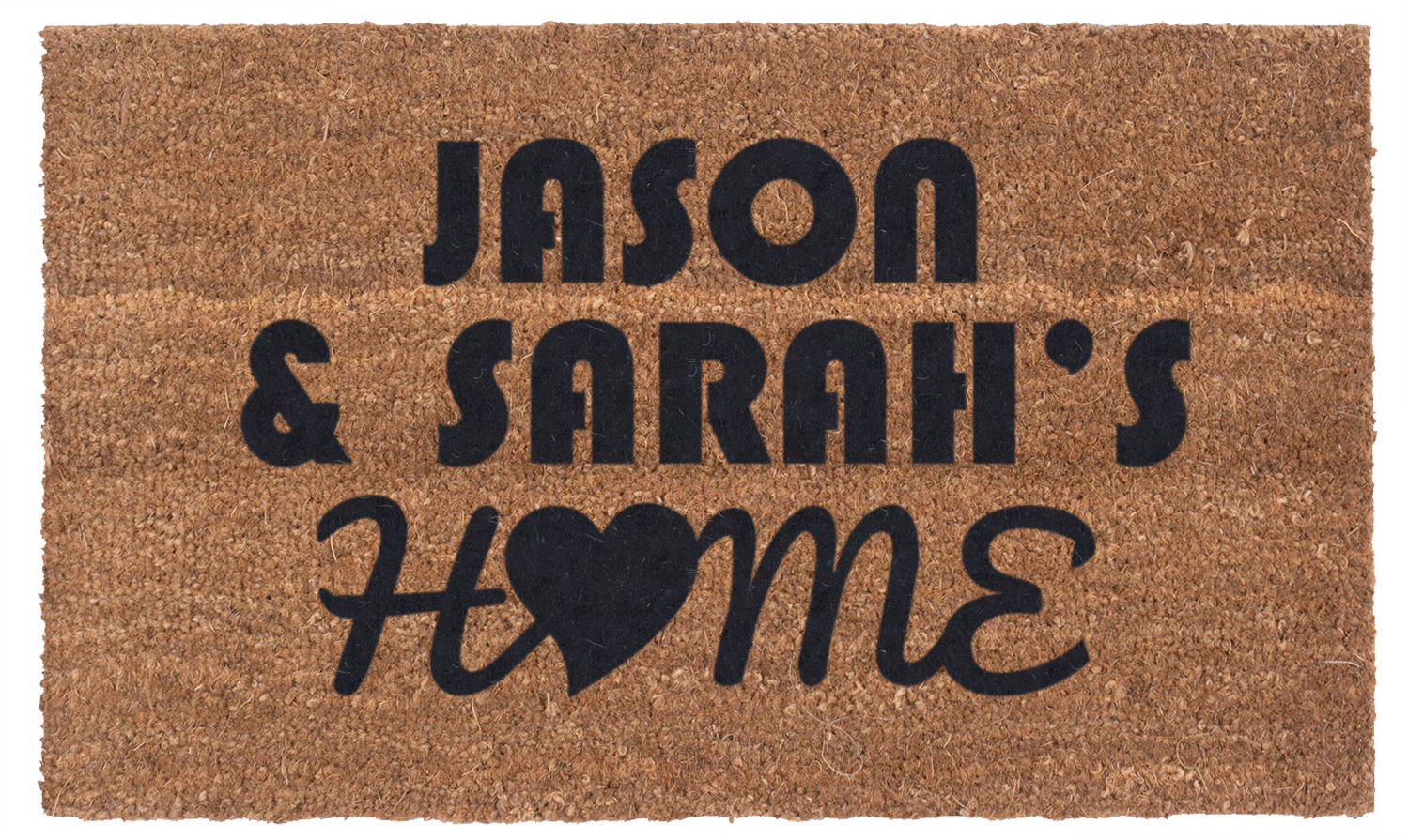 Personalized Home Love Vinyl Coir Doormat - Custom Welcome Mat for Front Door - Non-Slip Indoor/Outdoor Entryway Rug - Perfect for Housewarming Gifts & Home Decor