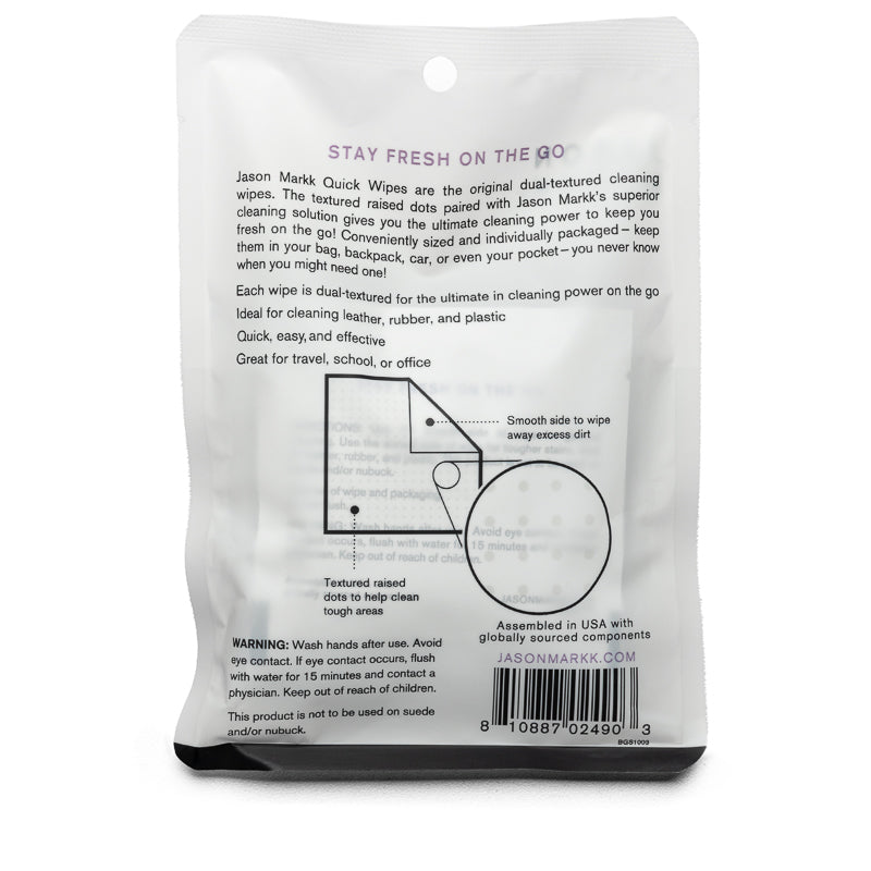 Jason Markk Quick Wipes 3 Pack - Premium Shoe Cleaning Wipes for Sneakers, Leather & Athletic Shoes - On-The-Go Shoe Care for Gym, Work & Travel
