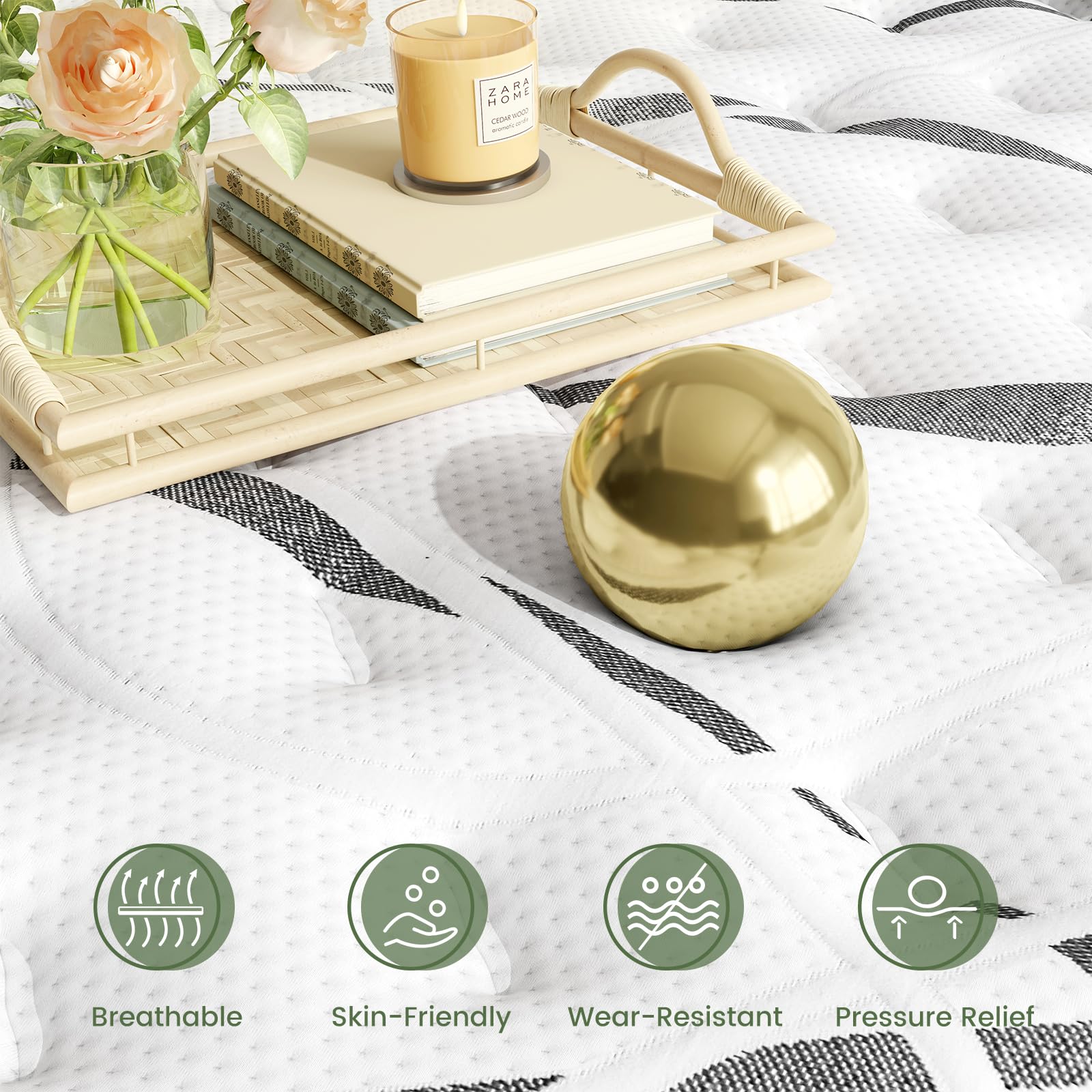Naiveer 10 Inch Queen Hybrid Mattress - Memory Foam & Innerspring, Medium Firm Support for Back Pain Relief, CertiPUR-US Certified, Bed in a Box - Perfect for Guest Rooms, Master Bedrooms & Pressure Point Relief