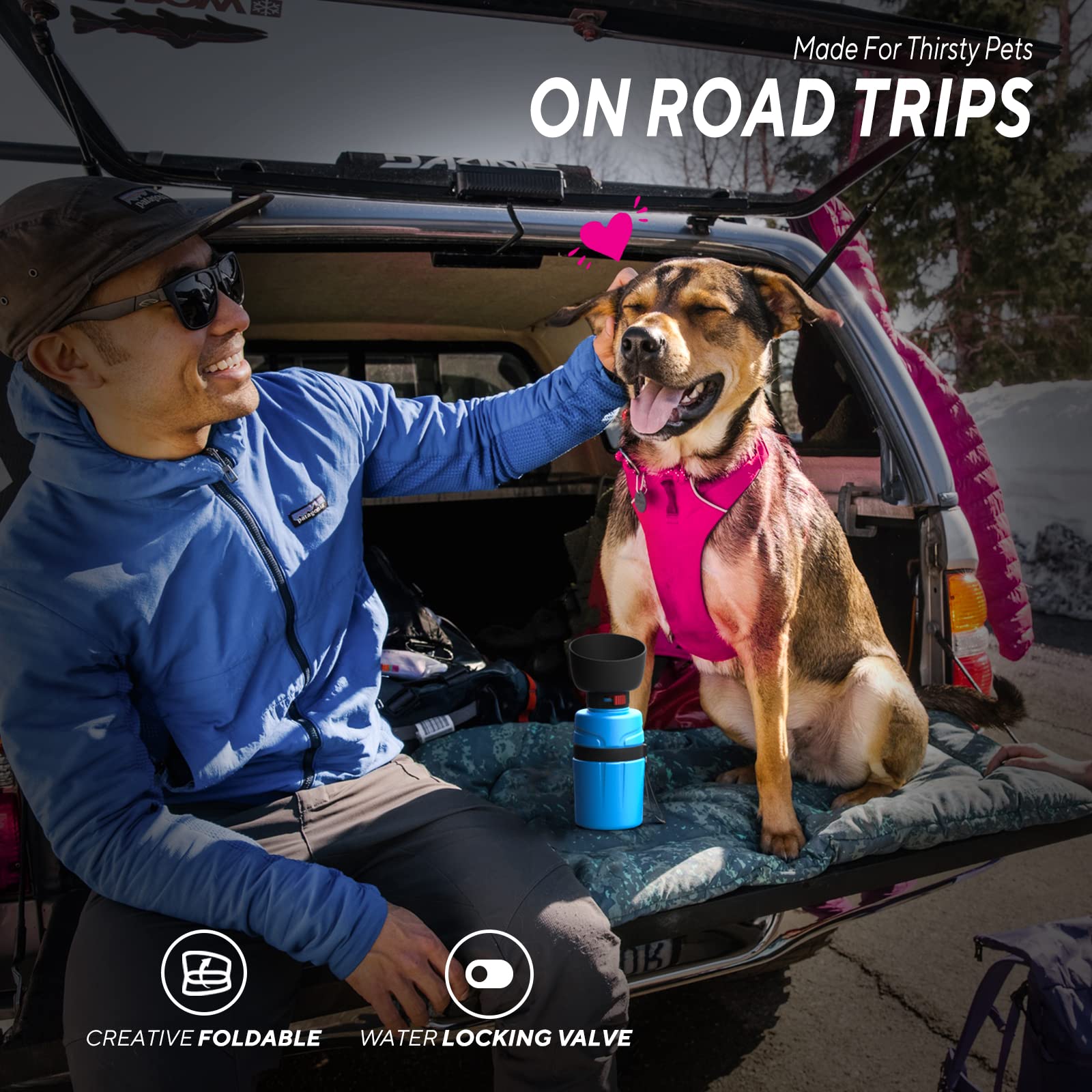 Portable Dog Water Bottle - Leak Proof, Collapsible & BPA Free for Travel, Hiking