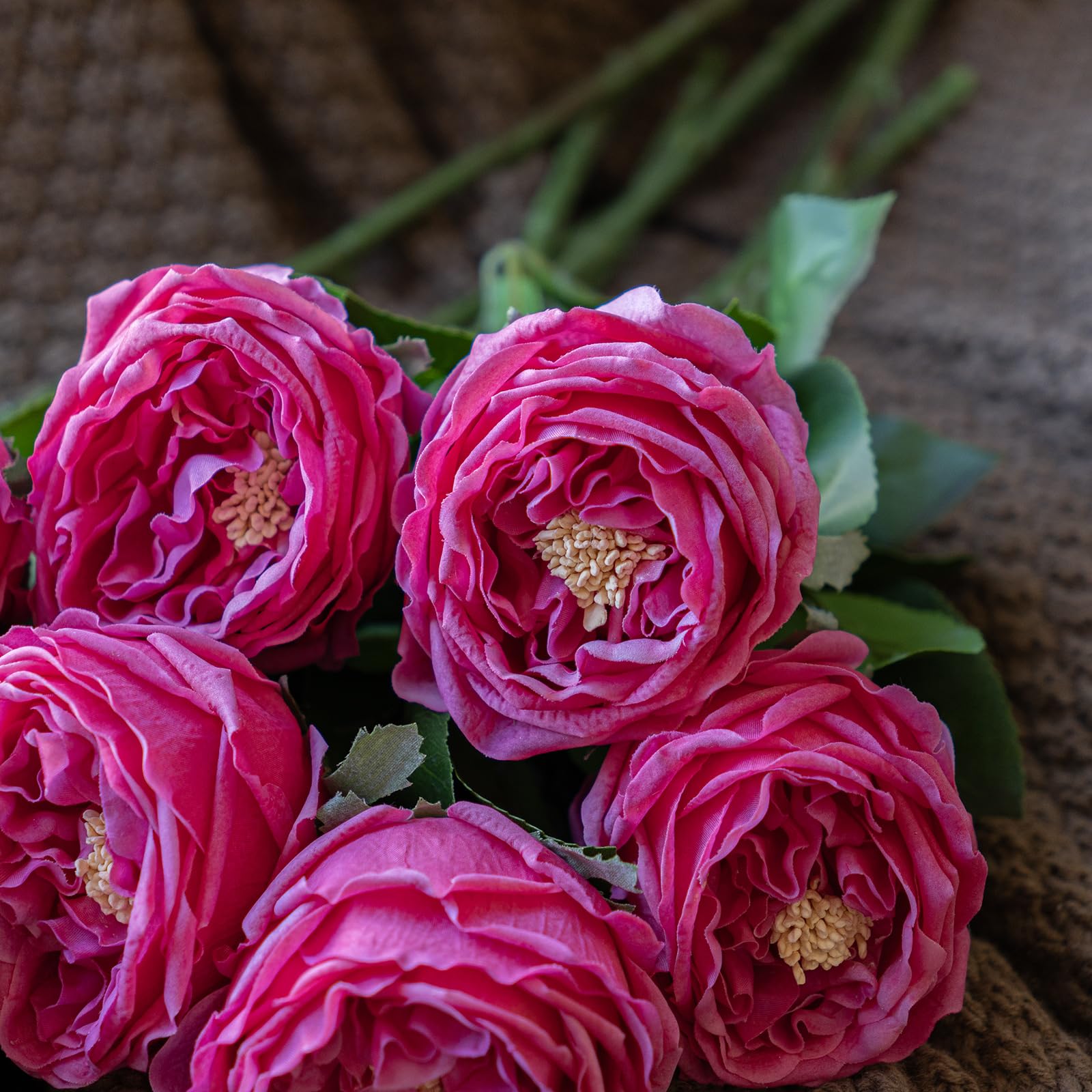 Real Touch Artificial Flowers - 4pcs Latex Fake Roses & Peonies for Home Decor, Living Room, Wedding, Party, Table Centerpiece (Vivid Pink, Rose Red) - Lifelike Fake Flowers for Decoration