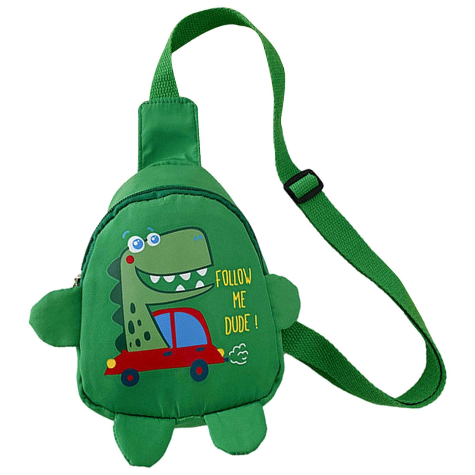 Richolyn 10 Pcs Kids Dinosaur Sling Backpack - Adjustable Crossbody Shoulder Bag for Boys & Girls - Lightweight Daypack for School, Travel, Sports & Outdoor Activities (Snacks, Toys, Books Storage)