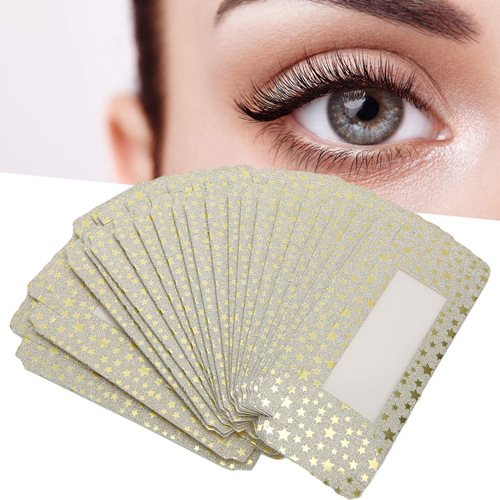 Premium Lash Box - Eyelash Storage Organizer with Paper Lash Holder for False Eyelashes | Makeup Accessories for Women & Girls (Yellow Stars Design) | Perfect for Salon, Travel & Home Makeup Organization