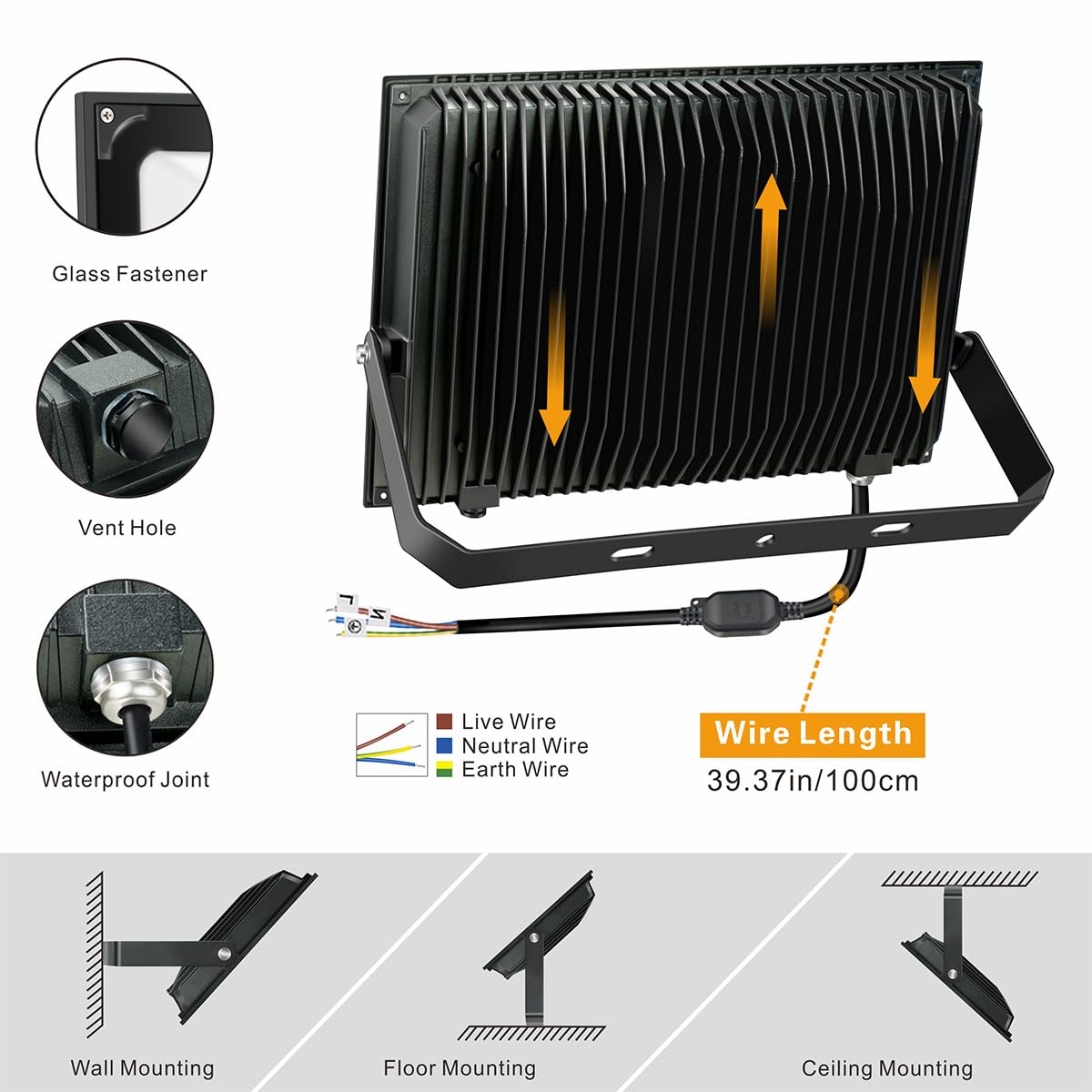 SOLLA 2 Pack 200W LED Flood Lights - 20000LM 6000K Daylight White Waterproof Outdoor Security Lights for Yard, Garden, Garage, Rooftop - Perfect for Landscape Lighting, Building Facades & Parking Lot Illumination